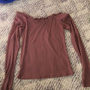 Mauve Off-the-shoulder long sleeve top